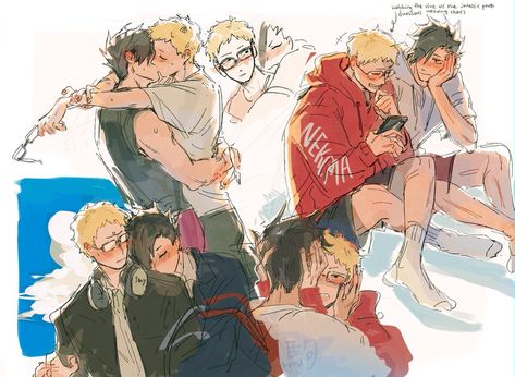 Kuroo Haikyuu, Haikyuu Tsukishima, Tsukishima Kei, Kuroo Tetsurou, Haikyuu Ships, Haikyuu Manga, Baby Organization, Haikyuu Fanart, Anime Baby