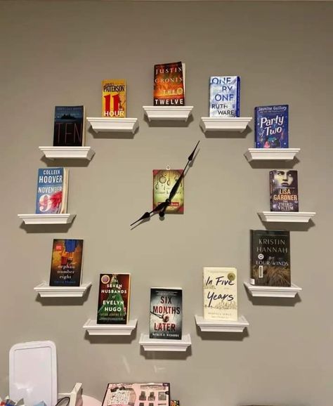 Book Shelf Ideas, Ruth Ware, Book Clock, Clock Diy, Sarah Richardson, Kristin Hannah, Jessica Williams, James Patterson, Clock Wall Art