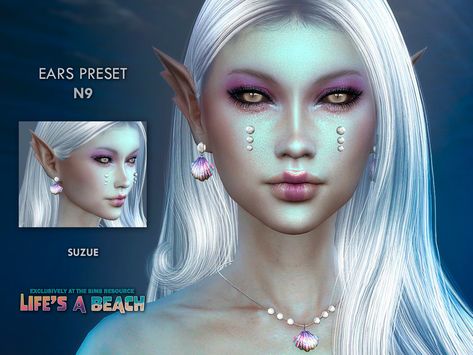 The Sims Resource - Life's a Beach Ear Preset N9 Tropical Tattoo, Mermaid Skin, Sims 4 Tattoos, Sims 4 Piercings, Sims 4 Toddler, Christmas Tree Earrings, Sims Community, Earring Tree, Sims 4 Clothing