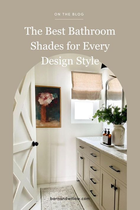 To help you find the best bathroom shades for your unique tastes, we rounded up some of our favorites for a handful of popular interior styles. From blackout roller shades to organic cotton Roman shades, here are the best Barn & Willow shades for every design aesthetic. Shades In Bathroom, Modern Bathroom Design Black, Roman Shades Bathroom, Organic Bathroom Design, Modern Organic Bathroom, Small Bathroom Modern, Bathroom Wallpaper Modern, Bathroom Shades, Blackout Roller Shades