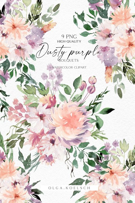 Olga Koelsch, Boho Bouquets, Purple Bouquets, Floral Borders, Boho Frame, Transparent Flowers, Wallpaper Fabric, Png Floral, Boho Bouquet