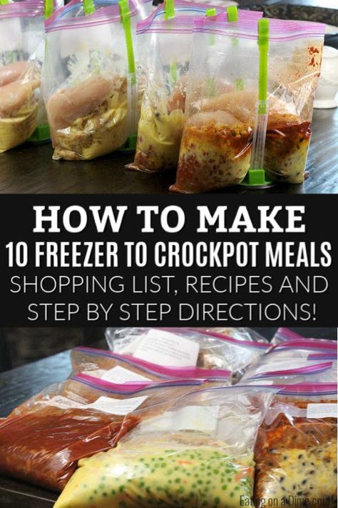 Freezer To Crockpot Meals, Premade Freezer Meals, Crock Pot Freezer Meals, Freezer Casseroles, Crockpot Meal Prep, Freezer Crockpot Meals Healthy, Crockpot Dump Recipes, Pre Made Meals, Eating On A Dime