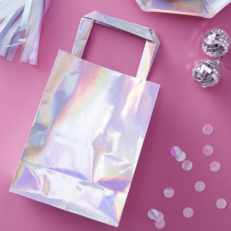 PRICES MAY VARY. Send your guests home with treats using fun Iridescent Party Bags Each pack contains 5 party bags Package Dimensions : 11.7" L x 6.63" W x 0.59" H Country of origin : China Amethyst Party, Holographic Party, Iridescent Party, Rainbow Holographic, Ginger Ray, 11th Birthday, Unicorn Rainbow, Party Party, Bag Packaging