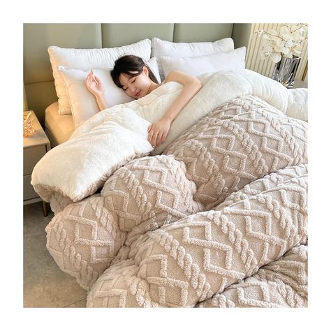 PRICES MAY VARY. ❄️【Soft Warm Thicken Shearling Blanket】A good night's sleep is an important part of your health - we can help you! These high-quality duvets are made of natural fibers. It can breathe and provide stable temperature for sleep. ❄️【Cold winter brings you endless warmth】Scientific sewing design increases comfort and elegance, and the filler will not shift or lump. Zero leakage or tear problems. There are side rings and corner rings/snap rings for you to hold the quilt cover in place Weighted Comforter, Weighted Blankets, Fall Bedroom, Media Furniture, Winter Blankets, Quilt Comforter, Warm Blanket, Quilted Duvet, Bed Sets