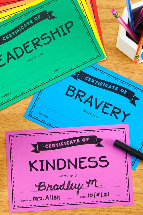 These colorful certificates can help you celebrate the qualities that make each of your students uniquely great! Use them for a fall activity, World Kindness Day, or an end of year confidence boost. You can download the free template on our site, then just print on your favorite Astrobrights Paper! Kindness Certificate Free Printable, Math Awards Certificates Free Printable, Cute Certificate Templates, End Of Year Certificates, Student Awards Certificates, Kindness Club, Student Certificates, Kids Awards, Kindness Day