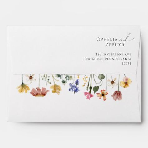 Backyard Field, Colorful Wildflower Wedding, Watercolor Meadow, Bohemian Backyard, Rustic Wedding Save The Dates, Bright Wedding Colors, Wedding Invitation Envelope, Boho Wedding Invitation, Wildflower Wedding Invitations