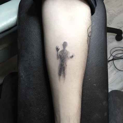 Shadow Person Tattoo, Shadow Man Tattoo, Shilloute Tattoos, Man Silhouette Tattoo, Men’s Abstract Tattoo, Ominous Tattoos, Shadow Figure Tattoo, Schizo Tattoos, Scary Tattoo Sleeve