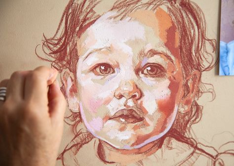 Portrait Painting Steps, Soft Pastel Face Drawing, Pastel Pencil Portrait, Pastel Portraits Tutorial, Pastel Portraits Faces, Oil Pastel Portrait Tutorial, Soft Pastel Art Portraits, Drawing Ideas Portrait, Oil Pastel Art Portrait