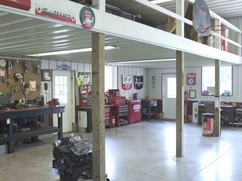 Metal Workshop Layout, Morton Building Garage, Shop Loft Ideas, Steel Frame Homes, Atv Racks, Morton Building Homes, Barn Remodel, Metal Shop Building, Pole Barn Garage