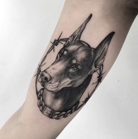 Doberman Portrait Tattoo, Chest Tattoo Birds, Eve Tattoo, Doberman Tattoo, Dog Portrait Tattoo, Tattoo Inspiration Men, Bird Dog, Dope Tattoos For Women, Dark Art Tattoo