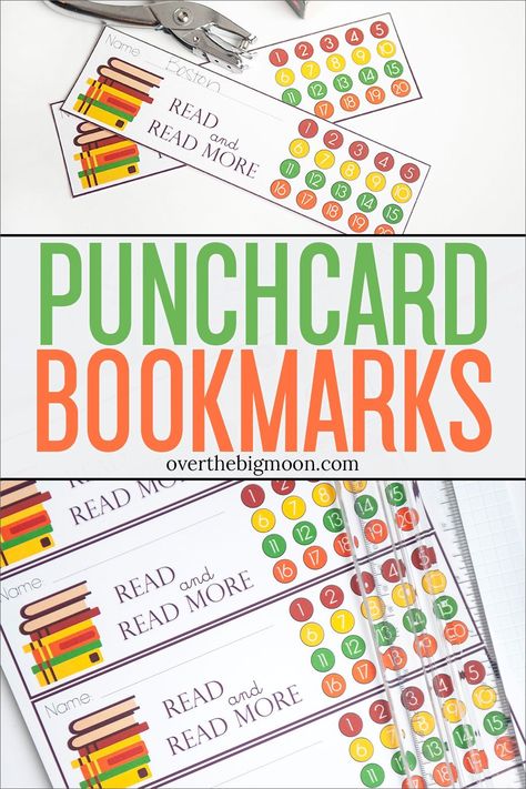 These Printable Punchcard Bookmarks are the perfect way to help your kids track their reading and help motivate them to learn to love to read! Classroom Reading Challenge, Library Summer Reading 2023, School Library Reading Challenges, School Readathon Ideas, Making Reading Fun, Reading Competition Ideas, Adult Summer Reading Program Ideas, Reading Club Activities, Reading Day Activities