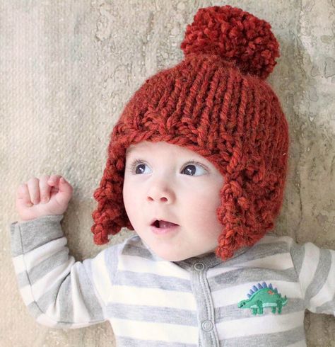 Baby Ear Flap Hat [knitting pattern] Baby Hat Knitting Pattern, Knitting Patterns Free Beginner, Girls Fur, Flap Hat, Lion Brand Wool Ease, Ear Flap Hats, Baby Hat Patterns, Beginner Knitting Patterns, Baby Mittens