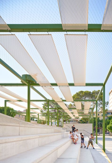 Public Terrace Design, Landscape Terrace, Canopy Architecture, Public Space Design, Public Square, Urban Fabric, Shade Structure, Space Architecture, Bleachers