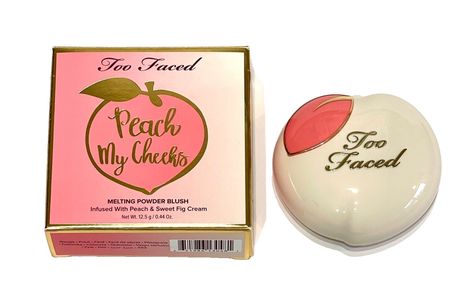 TOO FACED Peach My Cheeks Melting Powder BLUSH in SO PEACHY .44 Ounce Full Size Mirrored Compact NEW in Box NIB **FREE SAME DAY SHIPPING FROM USA** International Worldwide Shipping Available Color Disclaimer - Due to the many variations in monitors and browsers, the color of products may appear different on different monitors. Computer monitors are not all calibrated equally and color reproduction on the Internet is not precise.  See photos for closer inspection of the item you will be purchasin Peach Items, Two Faced Makeup, Too Faced Peach, Peach Makeup, The Body Book, Kawaii Stuff, Fancy Makeup, Too Faced Makeup, Body Care Routine