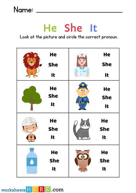 He She It Worksheet, Third Person Singular, Personal Pronouns Worksheets, Pronoun Activities, Subject Object, Object Pronouns, Personal Pronouns, The Third Person, Reading Comprehension