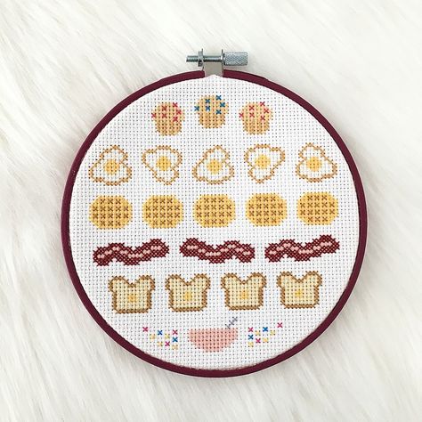 Breakfast Cross Stitch Pattern Instant PDF Download eggs - Etsy カナダ Breakfast Cross Stitch, Breakfast Embroidery, Kitchen Cross Stitch Patterns, Food Cross Stitch, Canvas Cross Stitch, Bacon Waffles, Beaded Ideas, Stitch Cards, Unique Cross Stitch