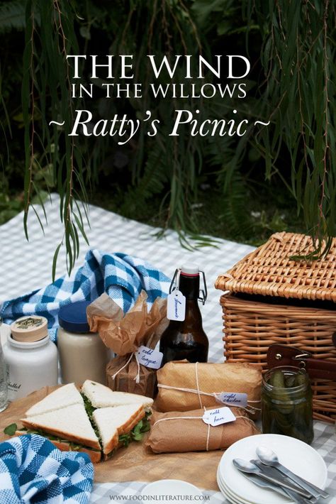 Ratty's Picnic from Wind in the Willows | www.FoodinLIterature.com Watercress Sandwich, Fancy Picnic, Picnic Company, The Wind In The Willows, Cornish Pasties, Wind In The Willows, Picnic Inspiration, Picnic Baskets, Picnic Birthday