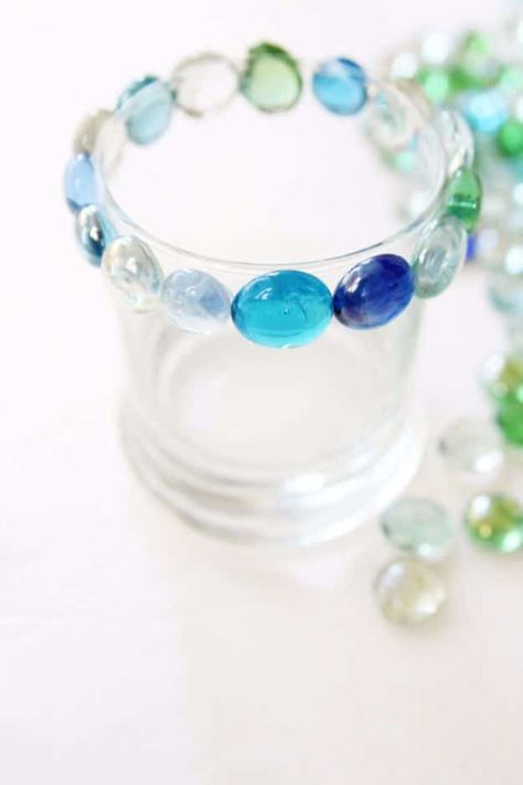 DIY Ideas With Beads - Glass Bead Candle Holder From A Dollar Store - Cool Crafts and Do It Yourself Ideas Made With Beads - Outdoor Windchimes, Indoor Wall Art, Cute and Easy DIY Gifts - Fun Projects for Kids, Adults and Teens - Bead Project Tutorials With Step by Step Instructions - Best Crafts To Make and Sell on Etsy Glass Bead Art Projects, Glass Bead Crafts Diy Projects, Bead Crafts For Adults, Ideas With Beads, Glass Bead Crafts Diy, Do It Yourself Ideas, Glass Bead Crafts, Beaded Sunglasses, Wood Bead Chandelier