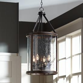 Gorham 16" Wide Wood and Metal 4-Light Pendant Light