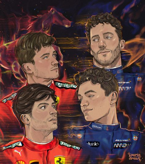 F1 Animation, Carlos And Lando, F1 Fanart, F1 Lando Norris, Ferrari Charles Leclerc, F1 Photos, F1 Motorsport, F1 Art, F1 Memes