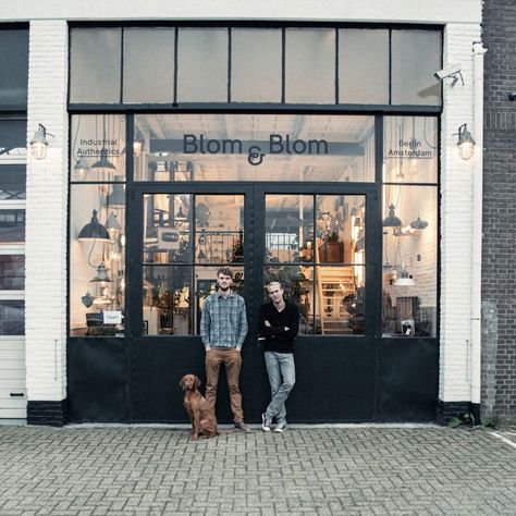 Blom & Blom | Chrysantenstraat 20A, 1031 HT Amsterdam Amsterdam Shopping, Shop Facade, Storefront Design, Visit Amsterdam, Retail Concepts, 카페 인테리어 디자인, Shop Fronts, Shop Front Design, Dark Interiors