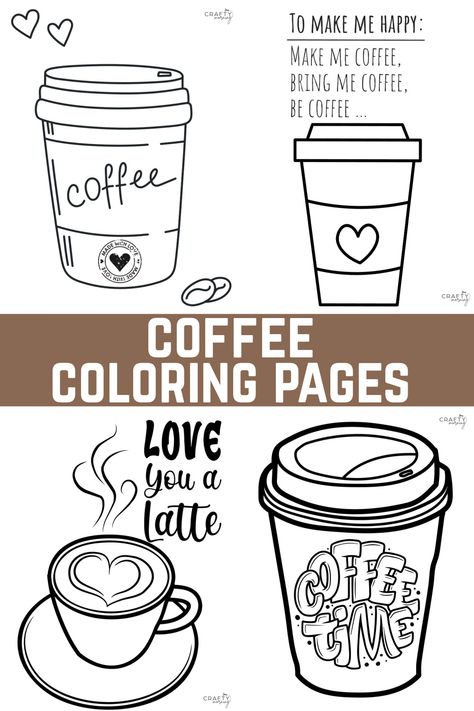 Coffee Cup Printables Free, Coffee Coloring Pages Free Printable, Free Coffee Printables, Coffee Free Printable, Coffee Coloring Pages, Coffee Cup Images, Free Printable Clip Art, Printable Stencil, Coffee Printables