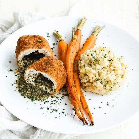 Classic Chicken Kiev Recipe | This Chicken Kiev with Rice Pilaf and Roasted Carrots is AMAZING! Chicken Kiev Recipe at https://bit.ly/3dQCJ39 Rice Pilaf Recipe at... | By Chef Billy Parisi Kiev Recipe, Meal For Family, Chicken Kiev Recipe, Chef Billy Parisi, Rice Pilaf Recipe, Pilaf Recipe, Billy Parisi, Pilaf Recipes, Chicken Kiev