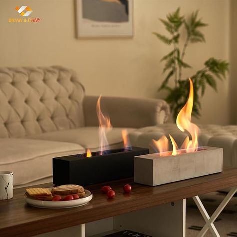 This tabletop fire pit creates a welcoming and cozy atmosphere in any indoor or outdoor setting. Make this fireplace a staple for your home or patio.🔥 Fire Pit Concrete, Fireplace Home, Tabletop Fire Pit, Concrete Table Top, Tabletop Fireplaces, Tabletop Firepit, Industrial Minimalist, Bioethanol Fireplace, Outdoor Furniture Decor