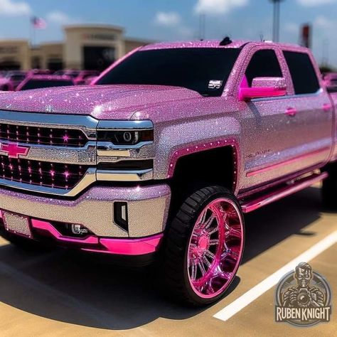 Pink Chevy Trucks, Pink Chevy, Pink Truck, Barber Shop Decor, Pink Car, Chevy Truck, Vroom Vroom, Cadillac Escalade, My Dream Car