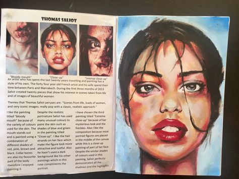 These pages of the concertina concentrate on Thomas Saliot. Thomas Saliot Art, Thomas Saliot Artist Research, Gcse Sketchbook, Thomas Saliot, Art Folio, Sketchbook Layout, Art Alevel, Gcse Art Sketchbook, A Level Art Sketchbook