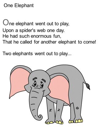 One Elephant poem Elephant Songs For Preschool, Zoo Songs, Zoo Lessons, Animal Songs, Preschool Jungle, Preschool Poems, Zoo Preschool, Elmer The Elephants, Safari Activities