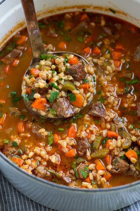 Beef Barley Soup Stovetop, Instant Lasagna, Soup Stovetop, Barley Soup Recipe, Beef Barley, Beef Barley Soup, Slow Cooker Beef Stew, Barley Soup, Lasagna Soup