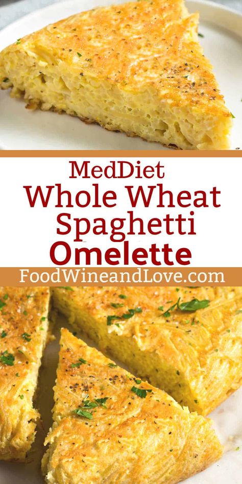 Whole Wheat Spaghetti Omelet, a perfect breakfast or brunch recipe for the followers of the Mediterranean diet. Also makes great use of pasta leftovers for breakfast! Healthy Juicing, Whole Wheat Spaghetti, Fantastic Recipes, American Diet, Brunch Recipe, Egg Dishes, The Mediterranean Diet, Delicious Breakfast Recipes, Best Breakfast Recipes