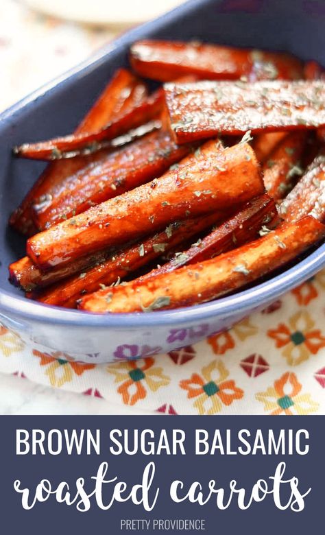 Brown Sugar and Balsamic Roasted Carrots are a delicious, easy veggie side dish for holidays or any dinner menu! The glaze on these oven roasted carrots is perfect. #carrots #roastedcarrots #oven #thanksgiving #sidedish #roastedvegetables #brownsugarbalsamic #brownsugarbalsamiccarrots #balsamicroastedcarrots #glazedcarrots #holidaysidedish #thanksgivingsidedish #veggies #recipes #thanksgivingrecipes #dinnerrecipes Veggie Side Dishes For Thanksgiving, Balsamic Roasted Carrots, Brown Sugar Roasted Carrots, Carrots In Oven, Balsamic Carrots, Thanksgiving Recipes Side Dishes Veggies, Balsamic Carrots Roasted, Easy Veggie Side Dish, Veggie Side Dish