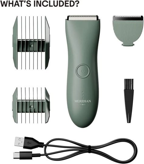 Get a smooth, painless trim every time with our top-rated trimmer. Its ceramic blade and sensitive technology ensure a comfortable, efficient grooming experience. Use it wet or dry for up to 90 minutes on any below-the-waist area. The included replacement blade ensures you're set for 6+ months of use. Suitable for men and women. Experience the ultimate in below-the-waist grooming with Meridian. Contact us for any support needs. Healthy Lifestyle Quotes, Ice And Spice, Grooming Kit, Hair Trimmer, Pain Free, Beauty And Personal Care, Electricity, Personal Care, Packaging