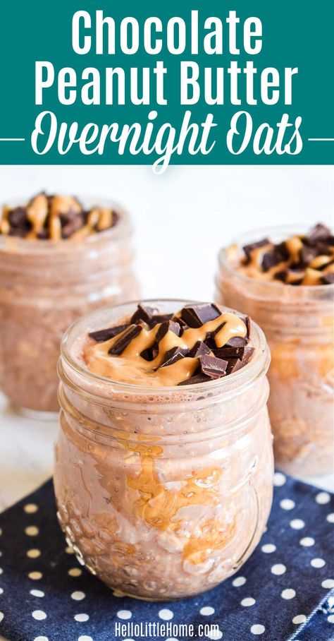 Peanut Butter And Chocolate Overnight Oats, Peanut Butter Cheesecake Overnight Oats, Easy Peanut Butter Overnight Oats, Reese Overnight Oats, Reeses Overnight Oats Recipe, Overnight Oats Recipe Chocolate Chip, Peanut Butter Chocolate Chip Overnight Oats, Overnight Peanut Butter Oats, Reese’s Overnight Oats