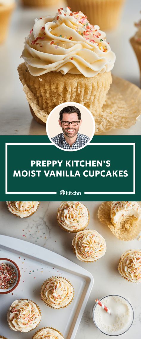 I Tried Preppy Kitchen's Vanilla Cupcake Recipe | Kitchn Vanilla Icing Recipe, Best Vanilla Cupcake Recipe, Moist Vanilla Cupcakes, Chocolate Cupcake Recipe, Making Cakes, Vanilla Cupcake Recipe, Kitchen S, Preppy Kitchen, Biscuits Easy