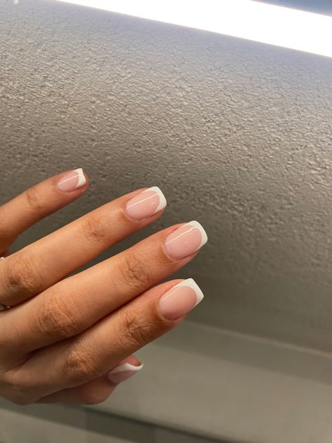 French nails Short Square French Dip Nails, Square Frenchies, Square Round Nails, Short Square French Tip, Short Frenchies, Really Short Nails, Nails August, Gel French Tips, Nails 23