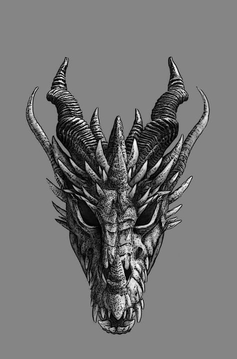 head shape is close to what I want for my dragon.. with straight not spiraled horns Dragon Tattoo Face, Chinese Tattoo Designs, Dragon Head Drawing, Skull Face Tattoo, Dragon Head Tattoo, Dragon Skeleton, Bodysuit Tattoos, Tato Naga, Dragons Tattoo