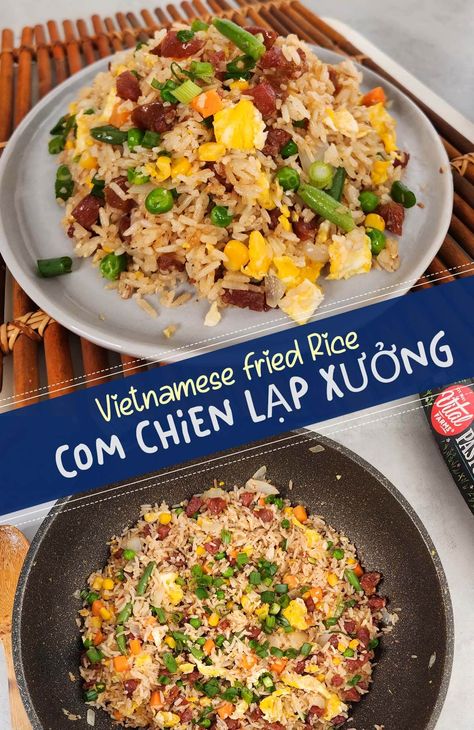 Fried Rice Vietnamese, Vietnamese Rice Dishes, Veitmanese Food, Vietnamese Fried Rice Recipe, Vietnamese Rice Recipes, Vietnamese Fried Rice, Hamburger And Rice Recipes, Recipes Vietnamese, Vietnamese Food Recipes