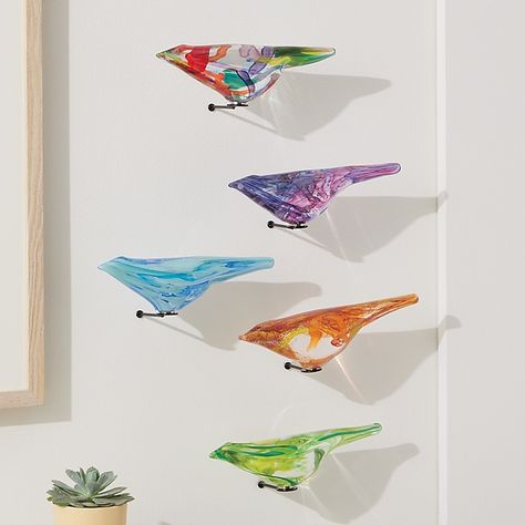 Birds on a Perch by David Jacobson (Art Glass Wall Sculpture) Blown Glass Wall Art, Glass Wall Sculpture, Flock Of Birds, Glass Furniture, Bird Artwork, Artful Home, Rare Earth Magnets, Glass Projects, Swan Lake