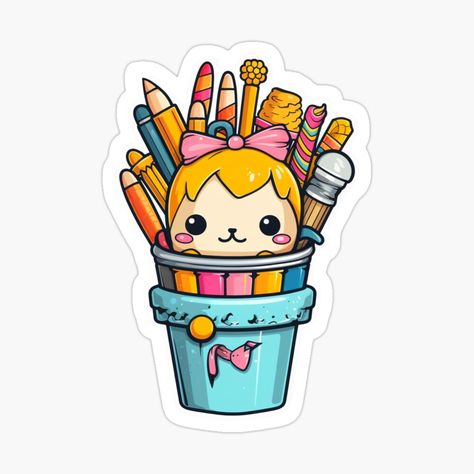 Get my art printed on awesome products. Support me at Redbubble #RBandME: https://www.redbubble.com/i/sticker/Cute-KawaiiMadness-Kawaii-Pencil-Holder-by-KawaiiMadness7/145722856.JCQM3?asc=u Pencil Sticker, Dp Quotes, Islamic Dp Quotes, Kawaii Pencil, Islamic Dp, Random Products, Decorate Notebook, Holder Design, Painting Art Projects