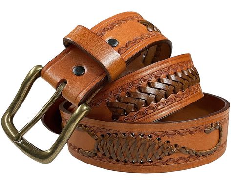 PRICES MAY VARY. Full Grain,Genuine Leather Assembled in the U.S Snap closure Dry Cloth Clean Made from high-quality one-piece full-grain cowhide leather 100% genuine leather belt. 1-1/2"(38mm) wide scorpion hand-woven braided engraved belt with 5 belt holes for plenty of room for adjustments to offer maximum comfort. Classic antique buckle with full-grain leather casual belt never out of fashion. Convenient snap system for interchanging buckles making it a versatile strap for different occasion Leather Working Tools, Leather Diy Crafts, Braids With Weave, Branded Belts, Belt Design, Jean Belts, Braided Belt, Casual Belt, Genuine Leather Belt