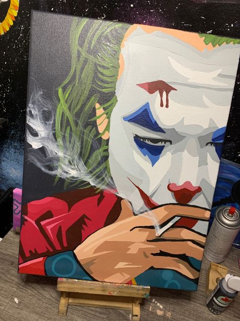 Joker Painting Acrylics, Joker Canvas Painting, Joker Canvas, Joker Painting, Joker 2019, Trippy Painting, Room Canvas, Joker Art, Pumpkin Painting