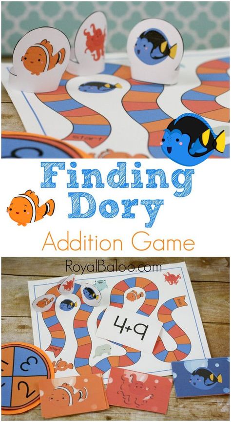 Find Dory Addition Game - free math game for kindergarten and first grade. Game For Kindergarten, Free Math Games, Kindergarten Math Games, Addition Games, Math Activities For Kids, Kindergarten Games, Math Game, Unit Studies, Math Addition