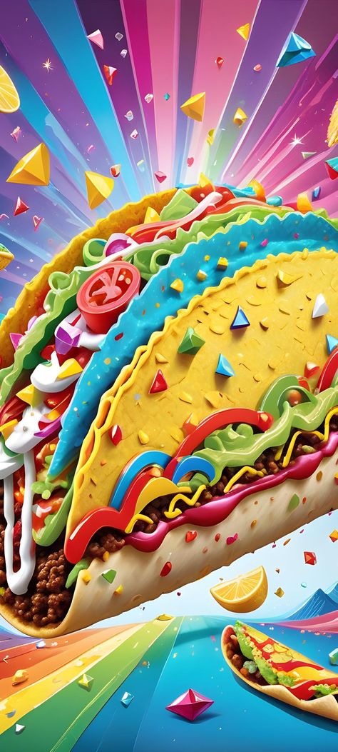 Taco Wallpaper, Uhd Wallpaper, Print Graphic Design, Mexican Tacos, Monster Toys, 3d Vector, Funny Food, March 5, Design Painting