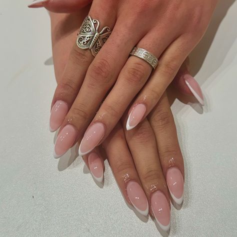 Pink White French Tip Nails, Pink And White French, White French Tip Nails, White French Tips, White French Tip, Classic French Manicure, Nail Style, White French, French Tips