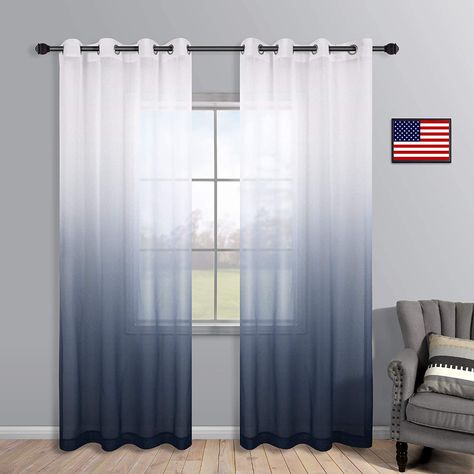 Curtains For Boys Bedroom, Men Office Decor, Boys Bedroom Curtains, Male Office Decor, Ombre Curtains, Navy Curtains, Navy Blue Curtains, Sheer Linen Curtains, Cool Curtains