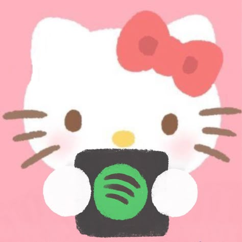 Sanrio Spotify Icon, Hello Kitty Spotify Icon, Hello Kitty App Icon, Hello Kitty Icons, Cat App, Kawaii App, Hello Kitty Themes, Kitty Images, Hello Kitty Characters