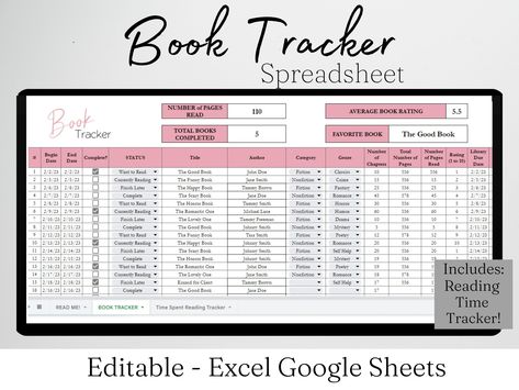 Book Tracker Journal, Book Tracker Excel, Reading Planner, Book Tracker Journal, Digital Book Tracker Spreadsheet, Book Excel Spreadsheet - Etsy digitalplannerfreebie #onenotedigitalplanner. Excel Tracker Templates, Tbr List Template Excel, Reading Spreadsheet, Excel Tracker, Book Tracker Journal, Digital Book Tracker, Book Tracker Template, Journal Book Tracker, Excel Spreadsheets Templates